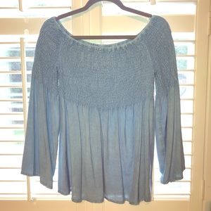 Cinched bell sleeve top